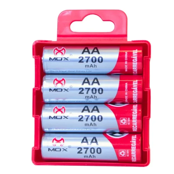 Pilhas Mox Recarregáveis AA C/04 Unidades MO-AA 2700mAh