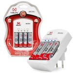 Carregador De Pilhas Mox CP51 COM 4 Pilhas AA