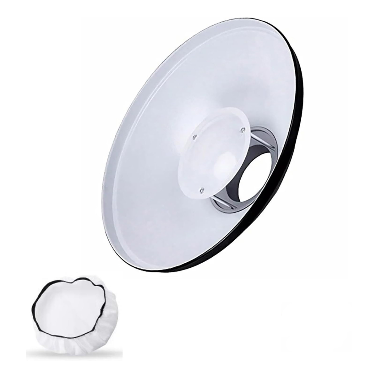 15430906862-15372848613-a4f03014bfb3748168b9a16fc426b140cj.jpg Refletor Branco Beauty Dish Bowens C/ Colmeia E Difusor 42cm - Imagem 1