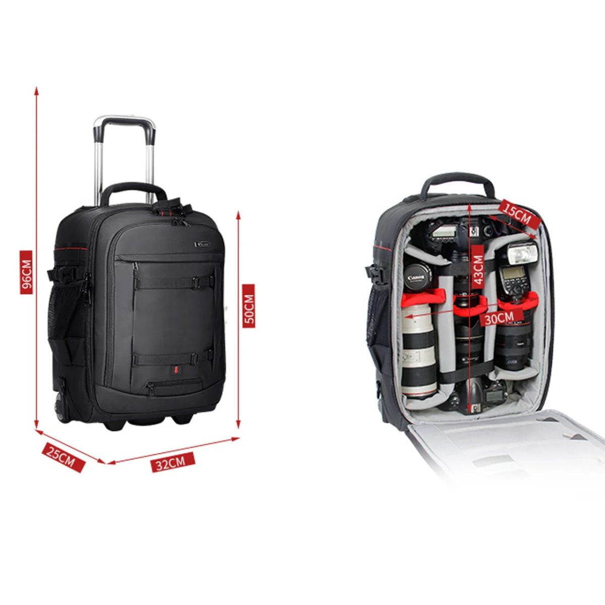 Mochila Trolley Eirmai DC410T Impermeável Câmeras Foto Video - Imagem 6