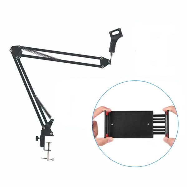 Suporte Braço Microfone E Tablet Smartphone Para Mesa Stand