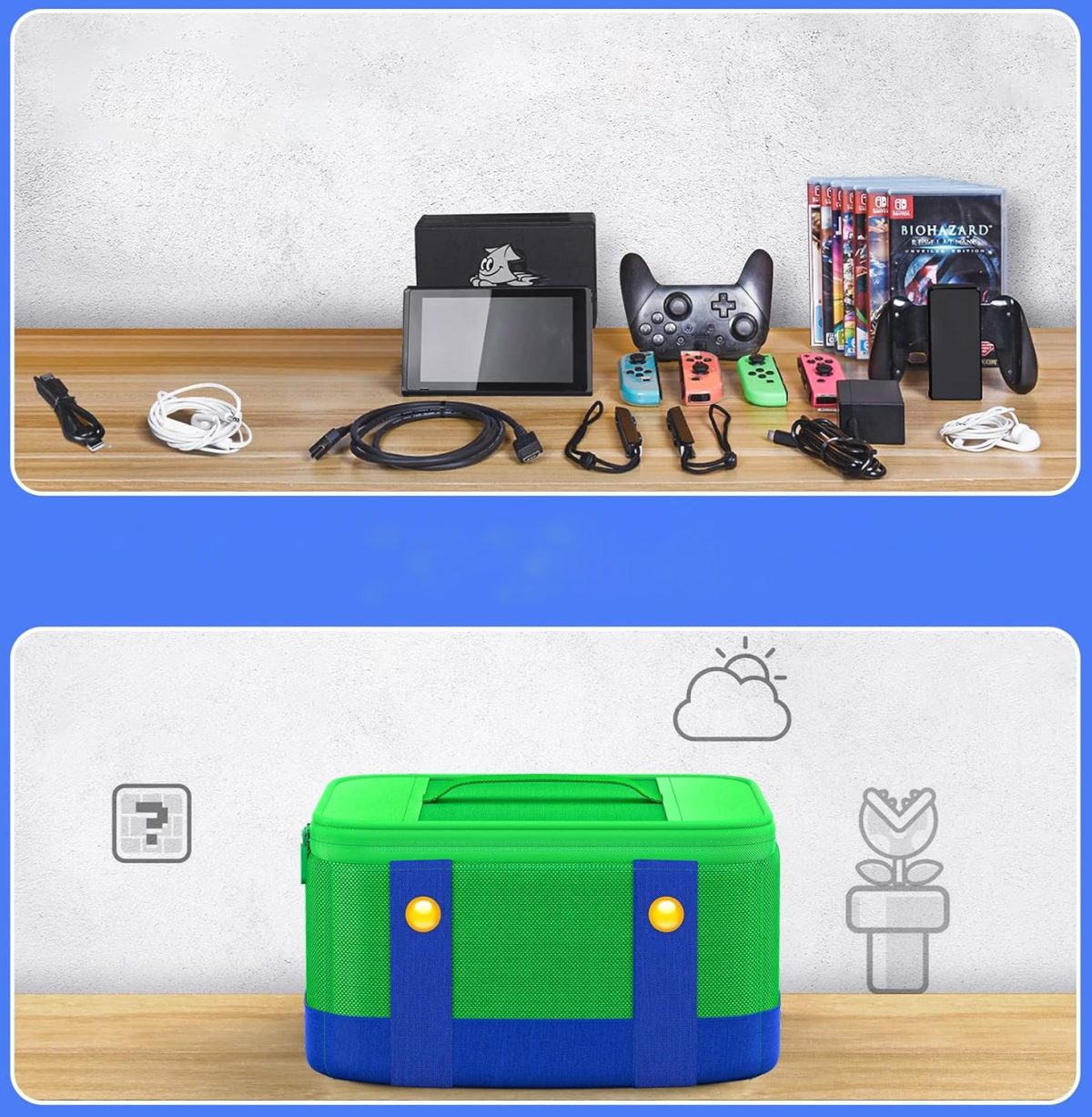 Bolsa Case Maleta Transporte P/ Nintendo Switch Oled Luigi - Imagem 4