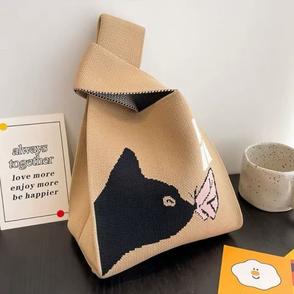 Bolsa de Mão Croché Fofo Instax Câmera Livros - Marrom
