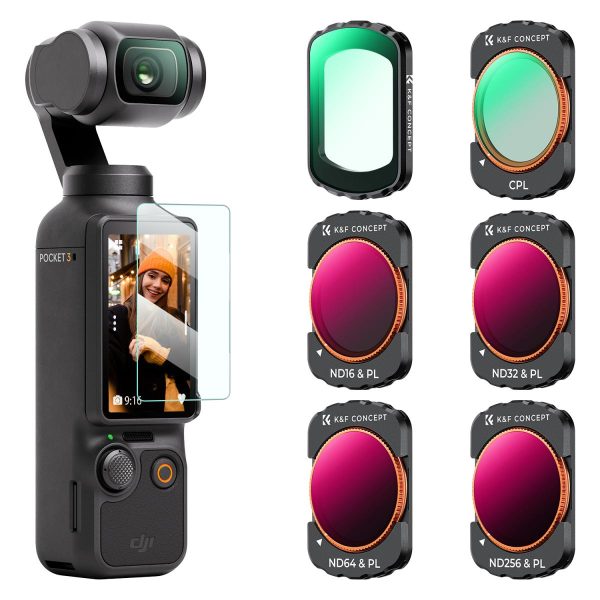 Kit 6 Filtros K&f Concept P/ Dji Osmo Pocket 3 Uv Cpl Nd