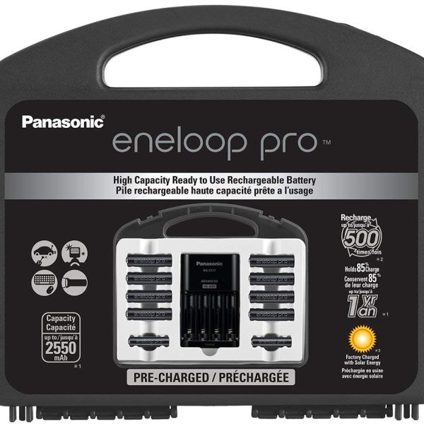 Kit Carregador Panasonic + 8 Pilhas AA + 2 Pilhas AAA C/ Case