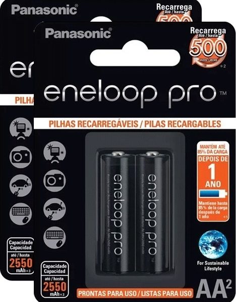 Pilhas Panasonic  Pro AA 2550mAh Recarregável